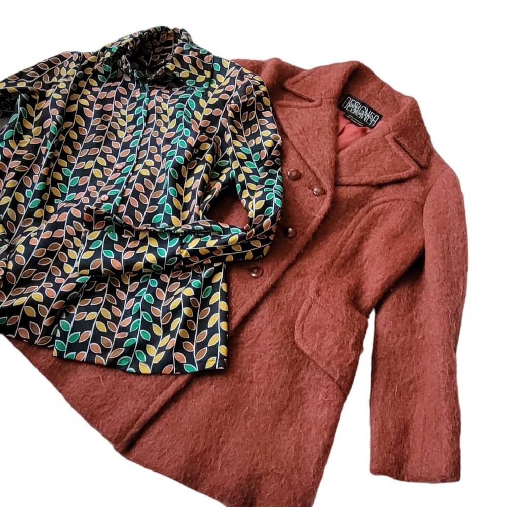 Vtg M Designer Mohair 60's 70's‎ Pea Coat Funky High-End Celebrity Tailors